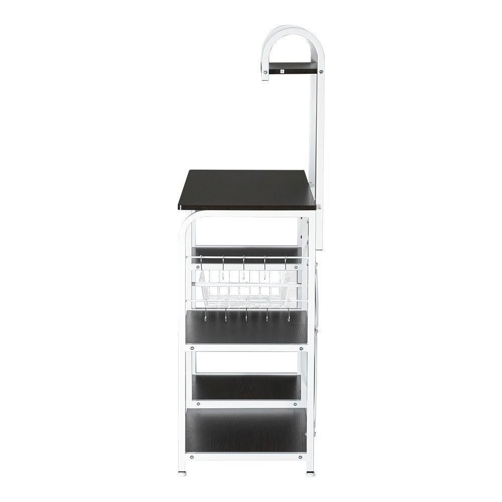 4-Tier Kitchen Baker's Rack Storage Shelf with 10 Hooks Deep Brown S750