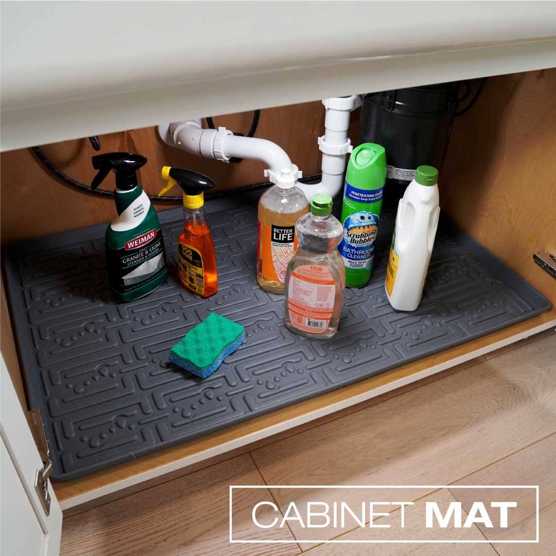 Grey Under Sink Kitchen Cabinet Mat, 22 x 22 inch J2598