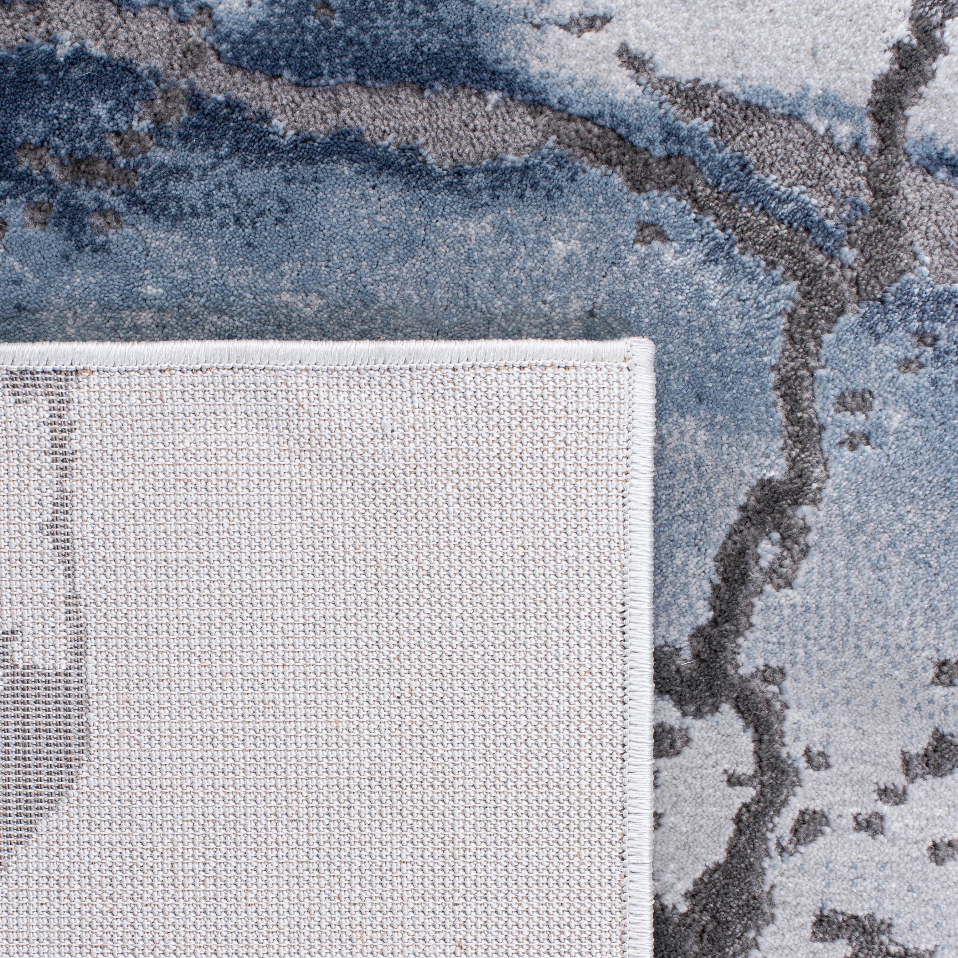 Abstract Marble Area Rug, 5'3" x 5'3" Square, Grey/Blue O653662
