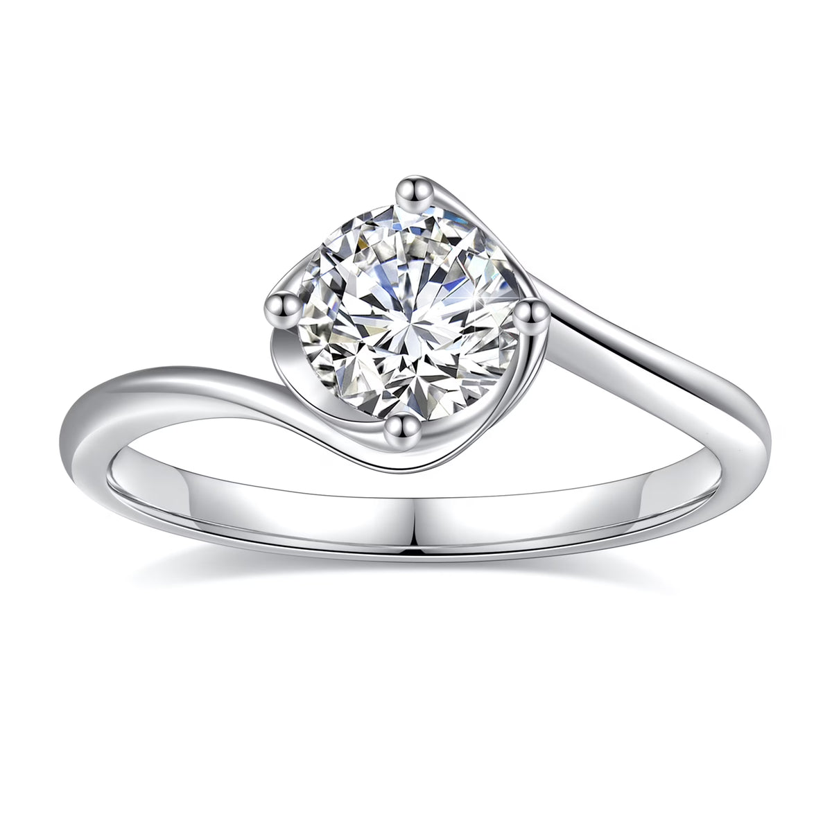 1ct Solitaire Moissanite Engagement Ring 925 Sterling Silver Four-Prong Round Cut Ring X815
