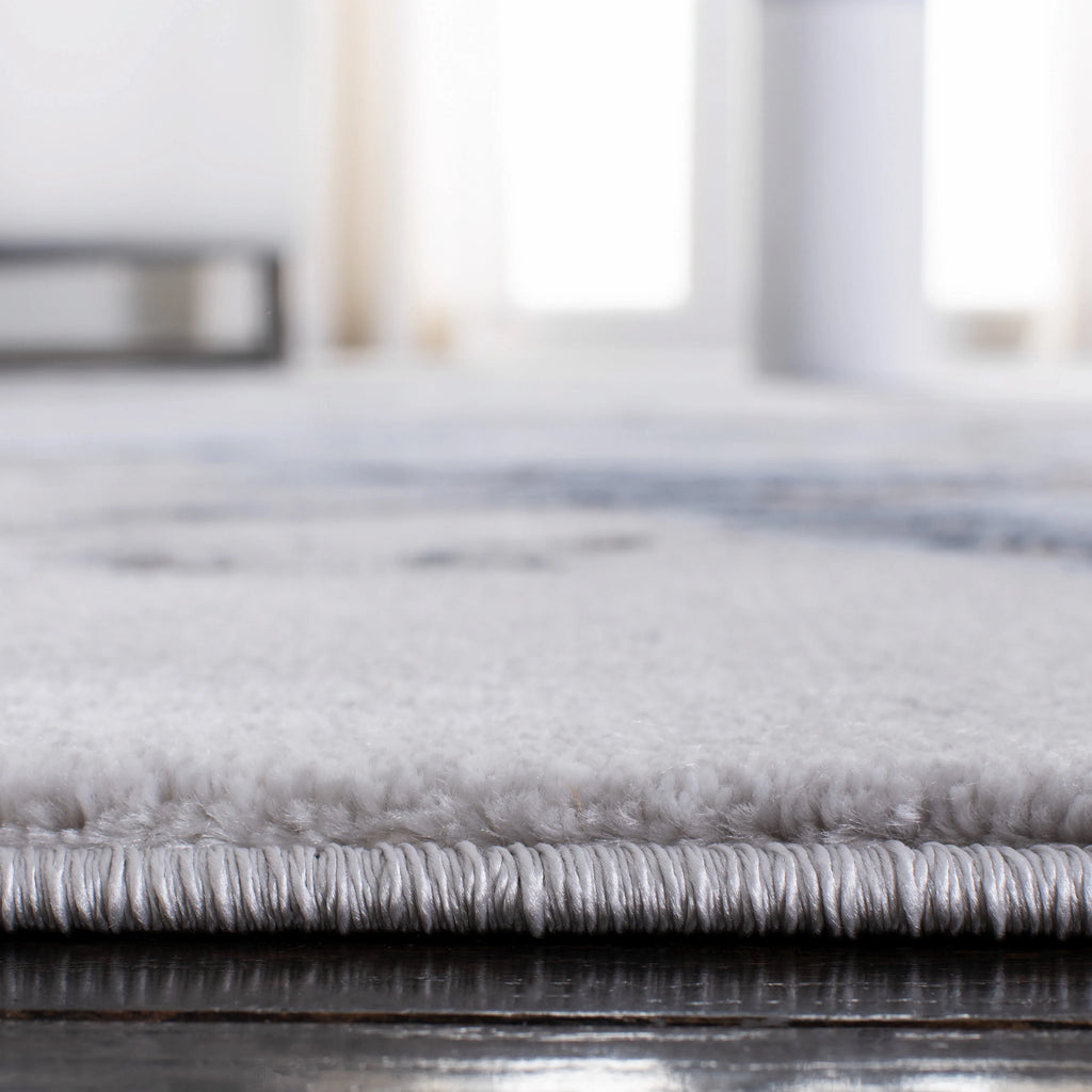 Abstract Marble Area Rug, 5'3" x 5'3" Square, Grey/Blue O653662