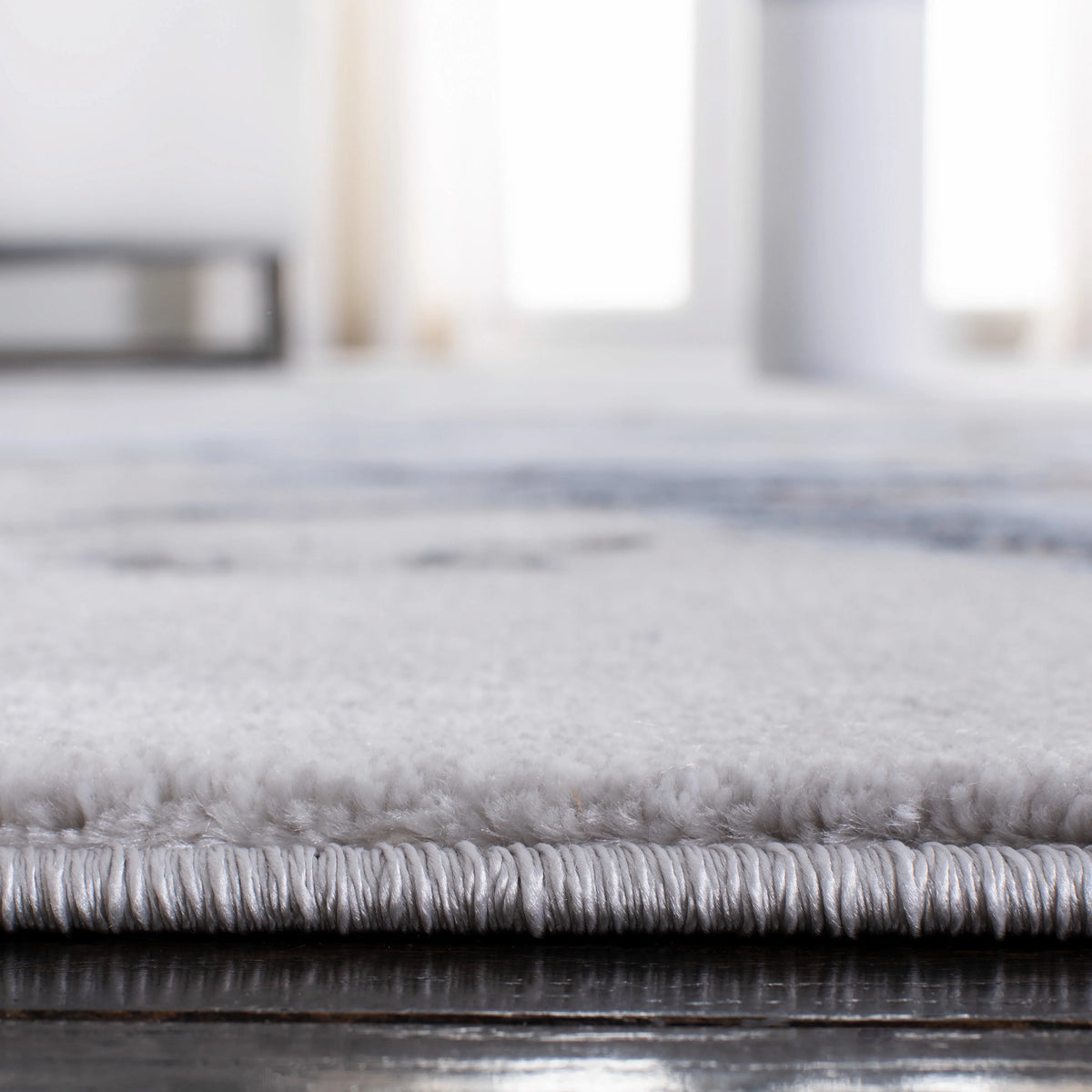 Abstract Marble Area Rug, 5'3" x 5'3" Square, Grey/Blue O653662