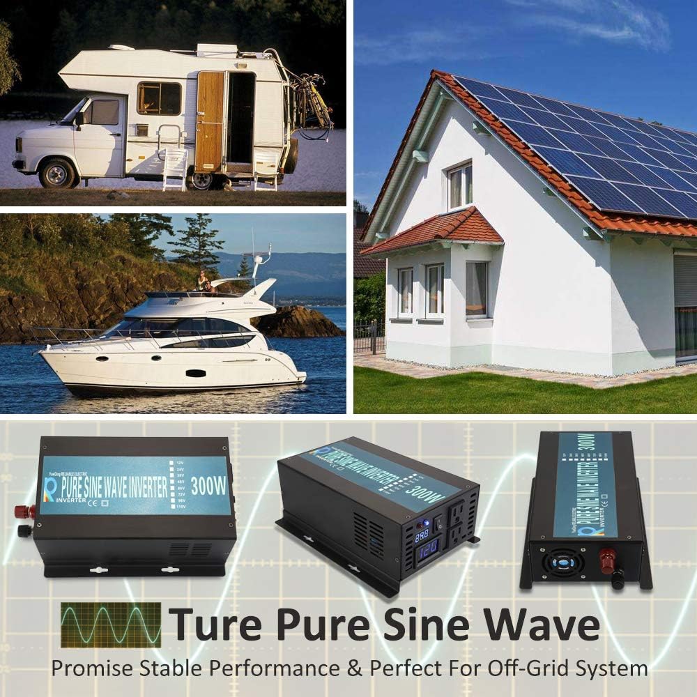 300W Pure Sine Wave Car Power Inverter 24VDC Black X6620