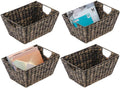 Natural Woven Hyacinth Storage Basket Bin 4 Pack Black Wash P78659