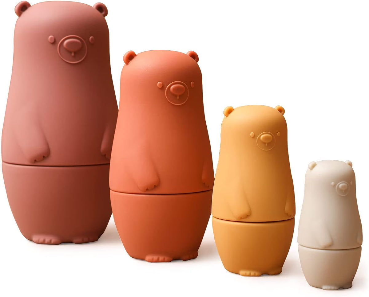 Red Silicone Matryoshka Dolls Stacking Nesting Doll Toys Set I35273