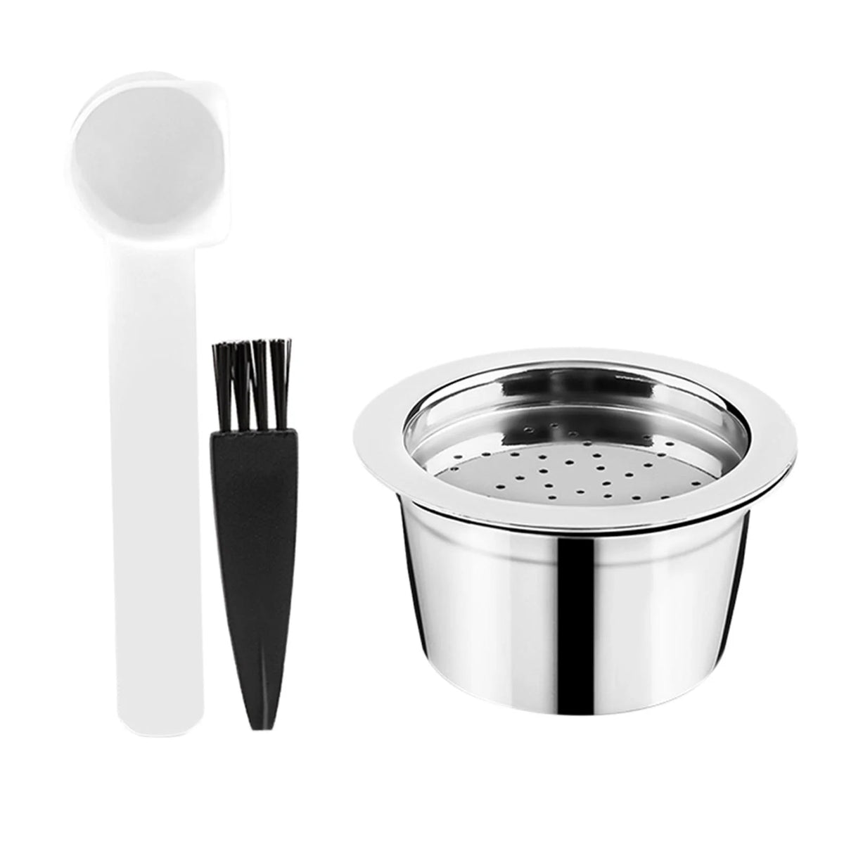 3Pcs Stainless Steel Refillable Coffee Set with Spoon Brush C346494