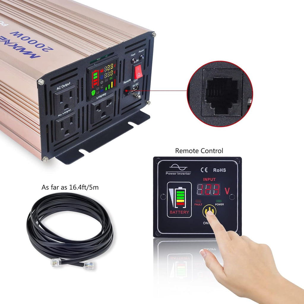 2000 Watts Pure Sine Wave Power Inverter with LCD Display L7299