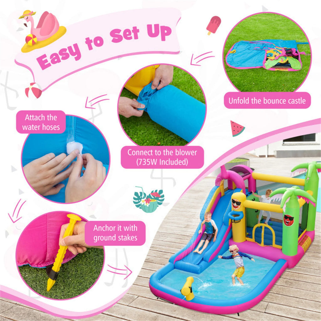 Inflatable Bounce Castle with Long Water Slide and Blower P138291