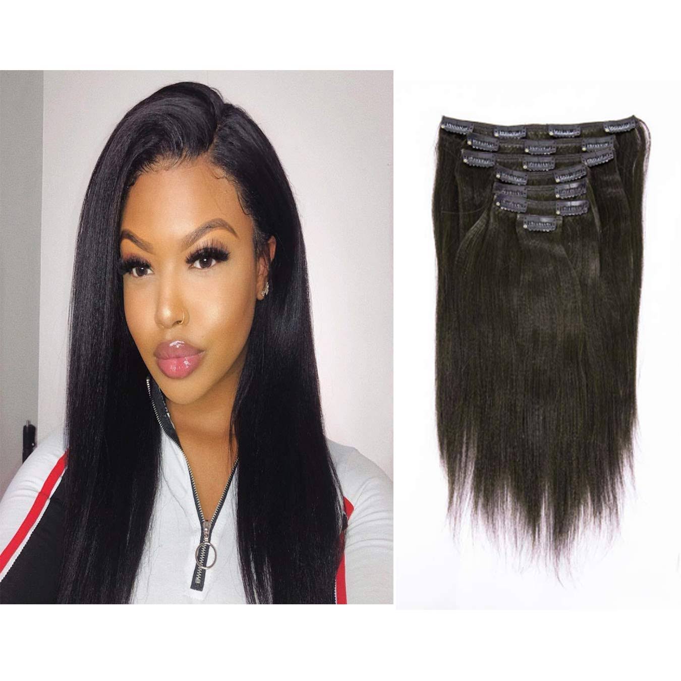 Yaki Straight Clip in Hair Extensions Real Remy Hair Q1293