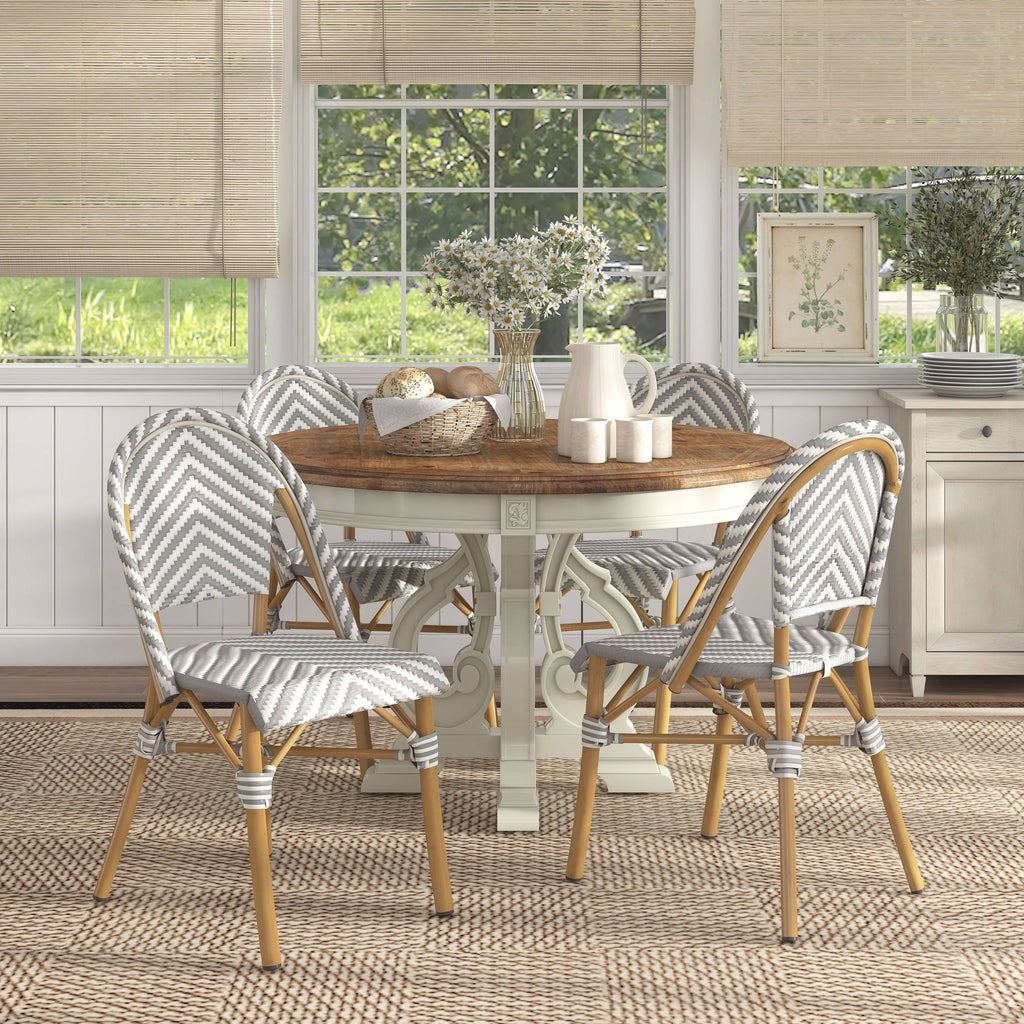 Grey Chevron Patterned Wicker Patio Chair C46423
