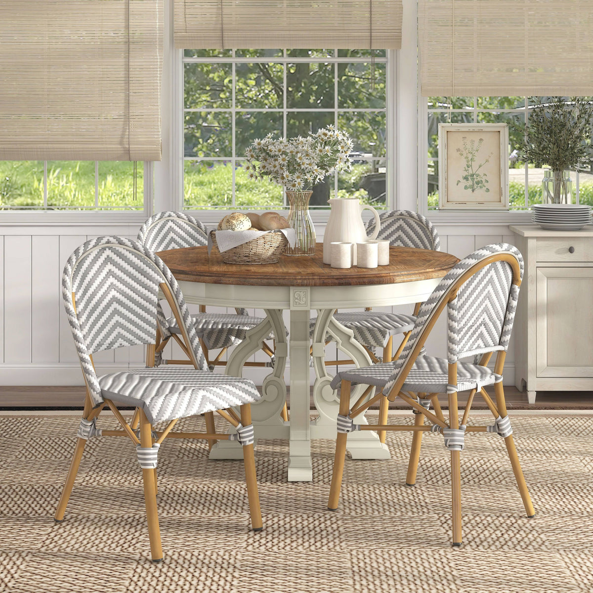 Grey Chevron Patterned Wicker Patio Chair C46423