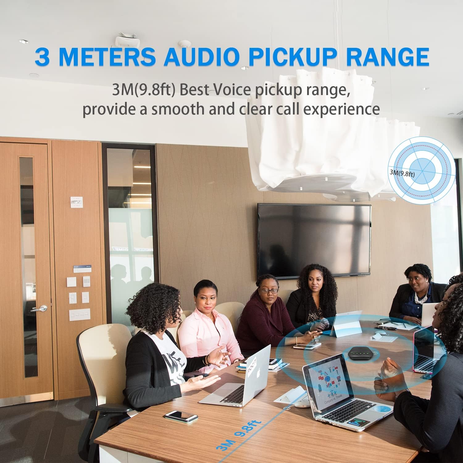 Bluetooth Speakerphone with 4 Microphones, Portable USB Conference Microphone, Pack of 2 D24253