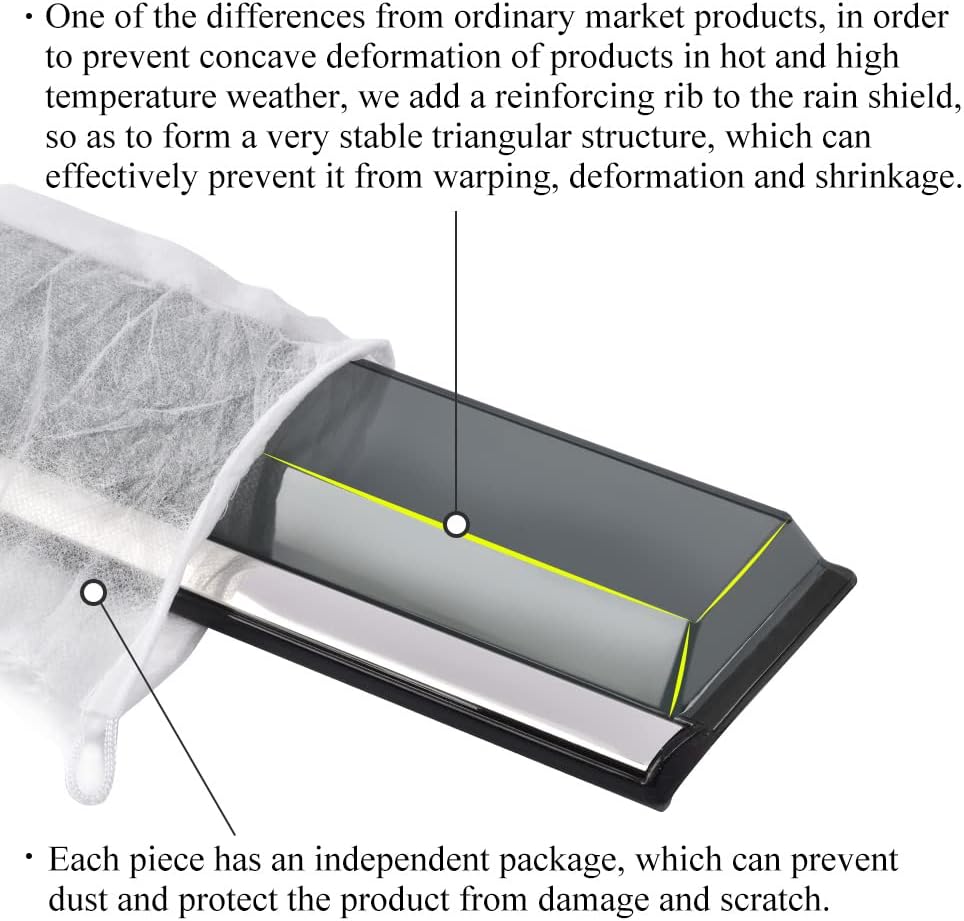 Smoke Gray Polycarbonate Window Wind Deflector with 304 Stainless Steel Trim T657