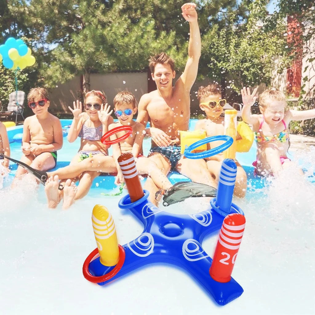 Inflatable Floating Ring Toss Pool Game with 4 Pcs Rings X19825
