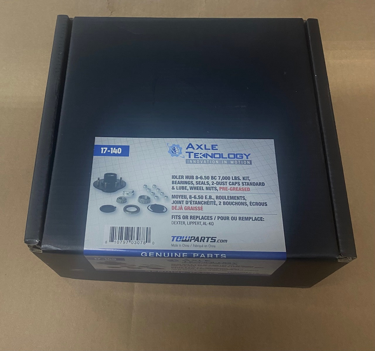 8-Lug Trailer Hub Kit with Spindle, Bearing, Grease Seal, Cap & Lug Nuts T254
