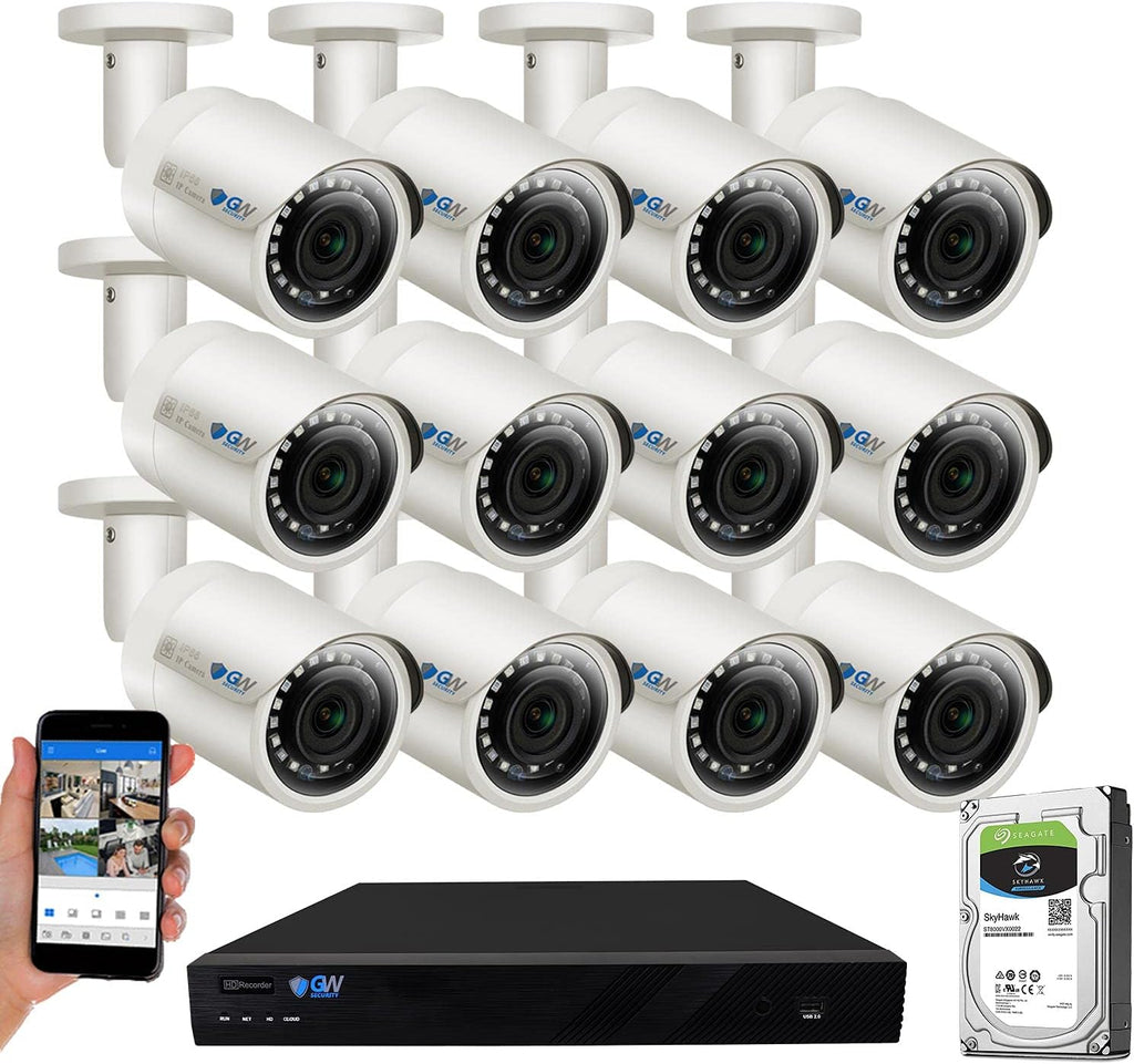 16 Channel 4K NVR 5MP POE Security Camera System with 12 Bullet Cameras and 4TB Hard Drive A415972