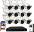 16 Channel 4K NVR 5MP POE Security Camera System with 12 Bullet Cameras and 4TB Hard Drive A415972