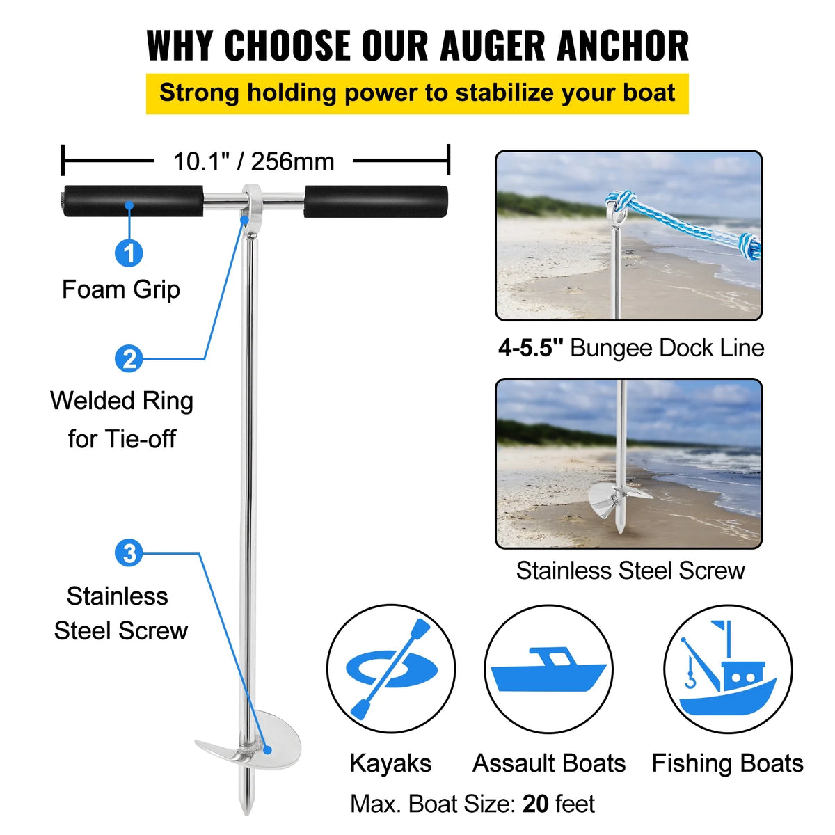 18" 316 Stainless Steel Screw Anchor with Carry Bag J514860