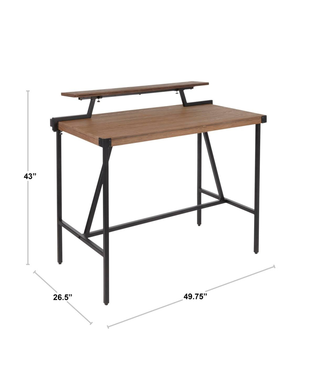 Industrial Counter Table in Black Metal and Brown Wood K4973