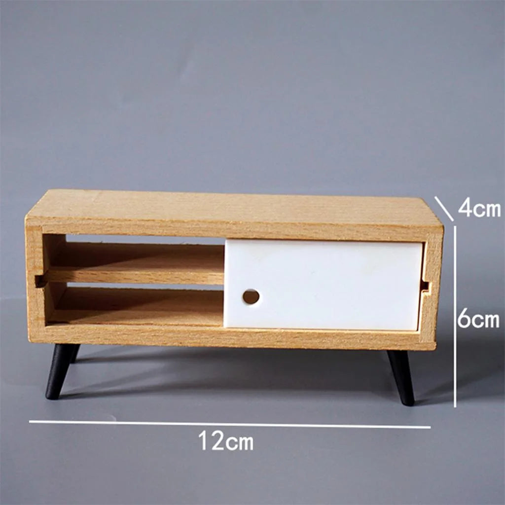 1:12 Scale Mini TV with Television Cabinet Dollhouse Furniture Y71896