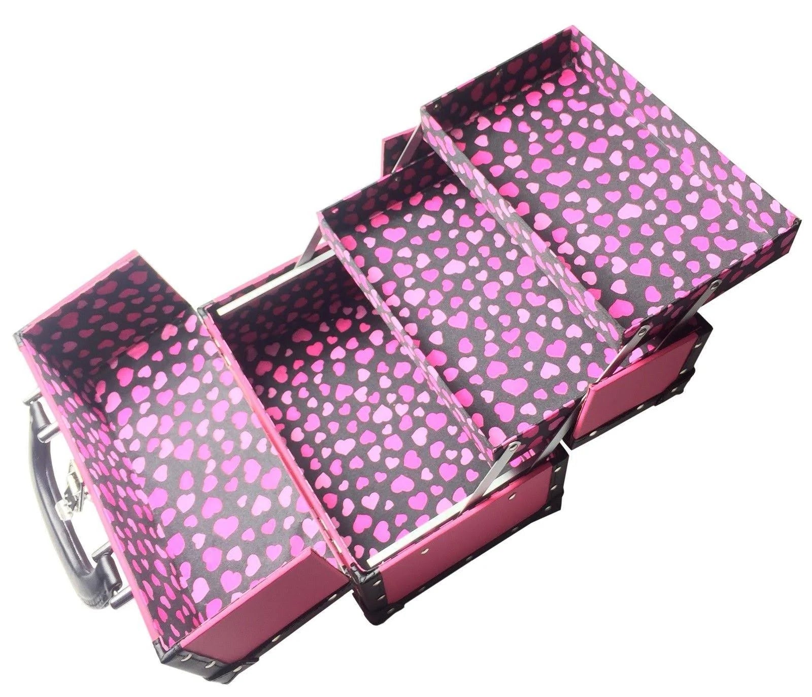 Pink Trunk Train Case with Makeup C854687