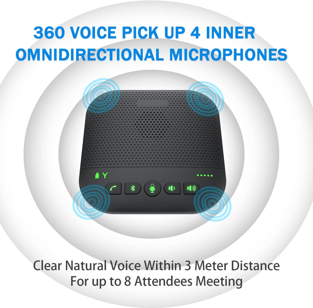 Bluetooth Speakerphone with 4 Microphones, Portable USB Conference Microphone, Pack of 2 D24253