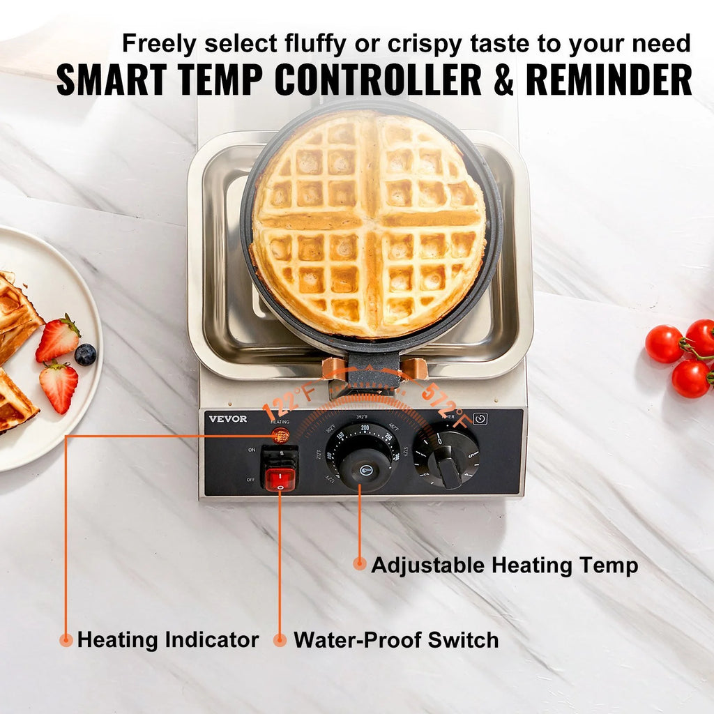 Round Waffle Maker 1300W Non-Stick Waffle Iron D92139