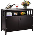 Espresso Wood Kitchen Storage Cabinet Buffet with Adjustable Shelf T386402