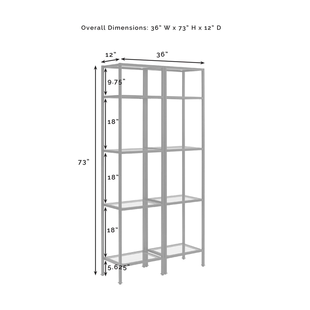 Soft Gold Metal Glass Etagere Bookcase Set of 2 F2779
