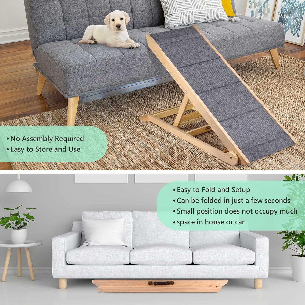 Wooden Adjustable Folding Dog Ramp for Bed Couch Car H977249