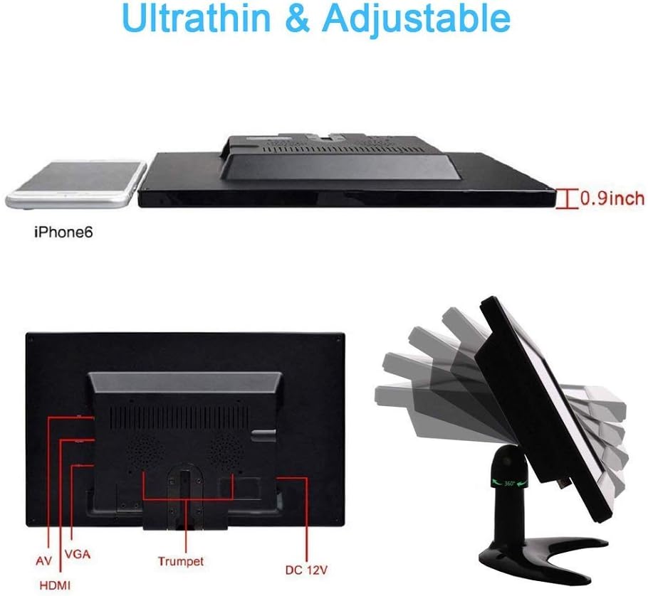 10.1" HD 1024x600 Portable LCD Monitor with HDMI AV VGA Port, Pack of 2 Z55353