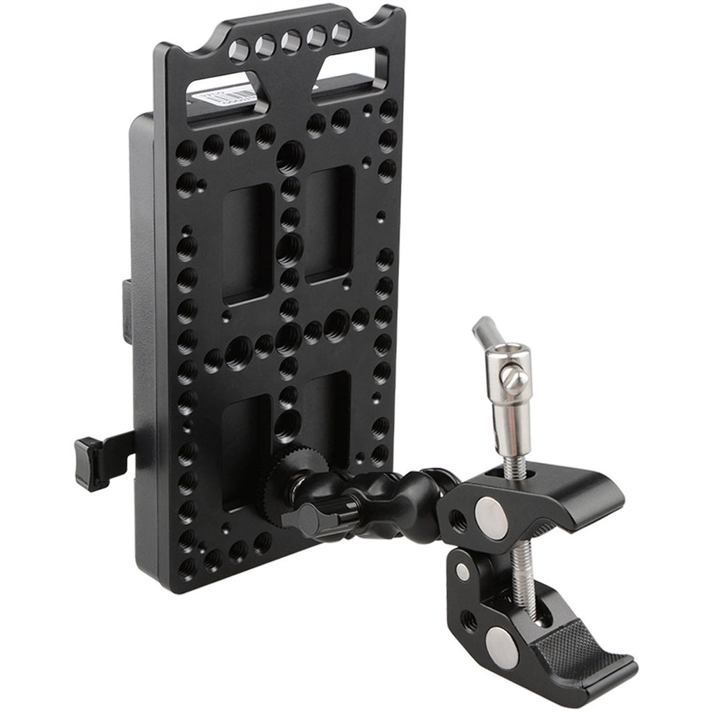V-Lock Battery Plate with Power Supply Splitter, Super Clamp Crab Pliers Clip and Ball Head Mount T774