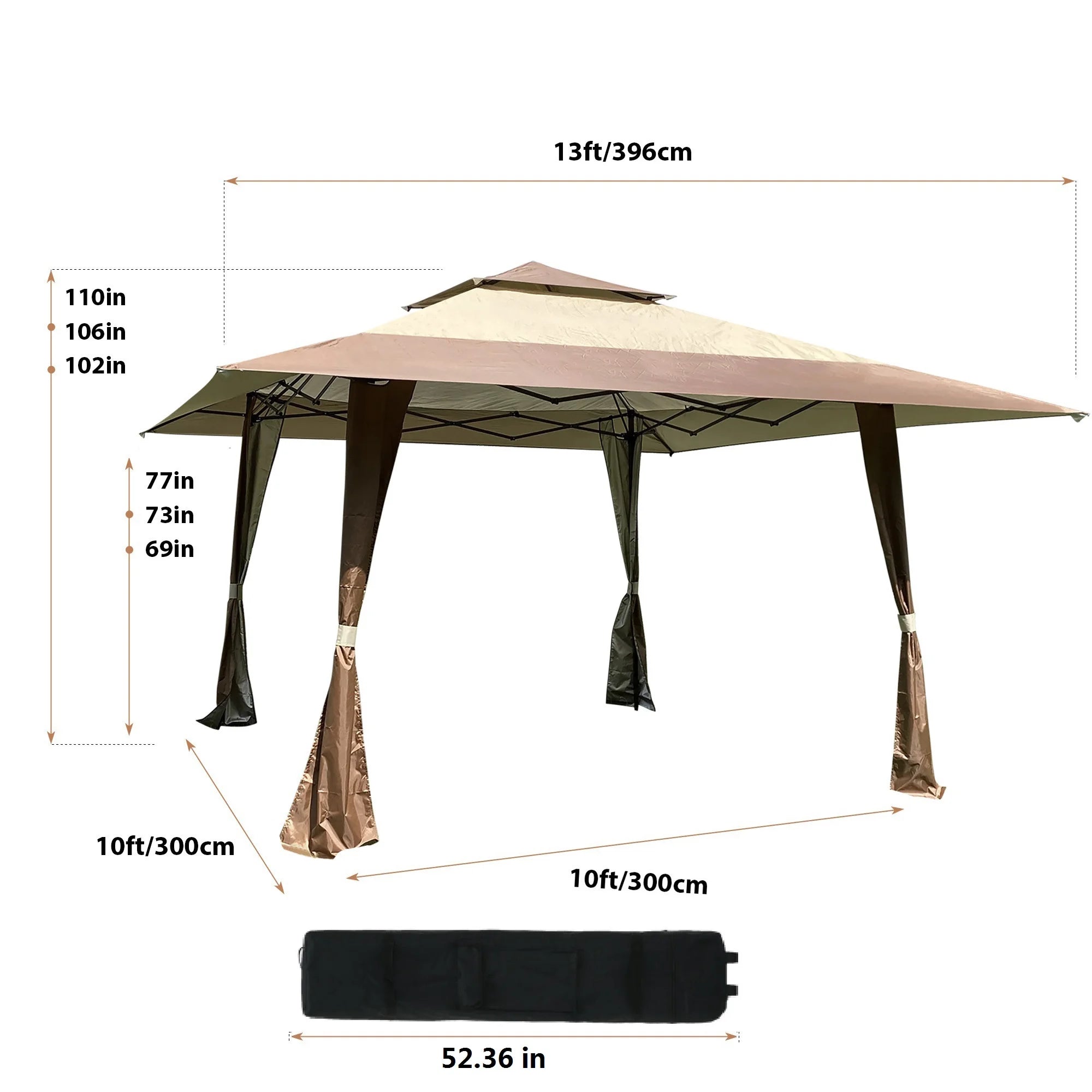13x13 Ft Pop-up Gazebo Canopy Tent with Corner Curtain I1922