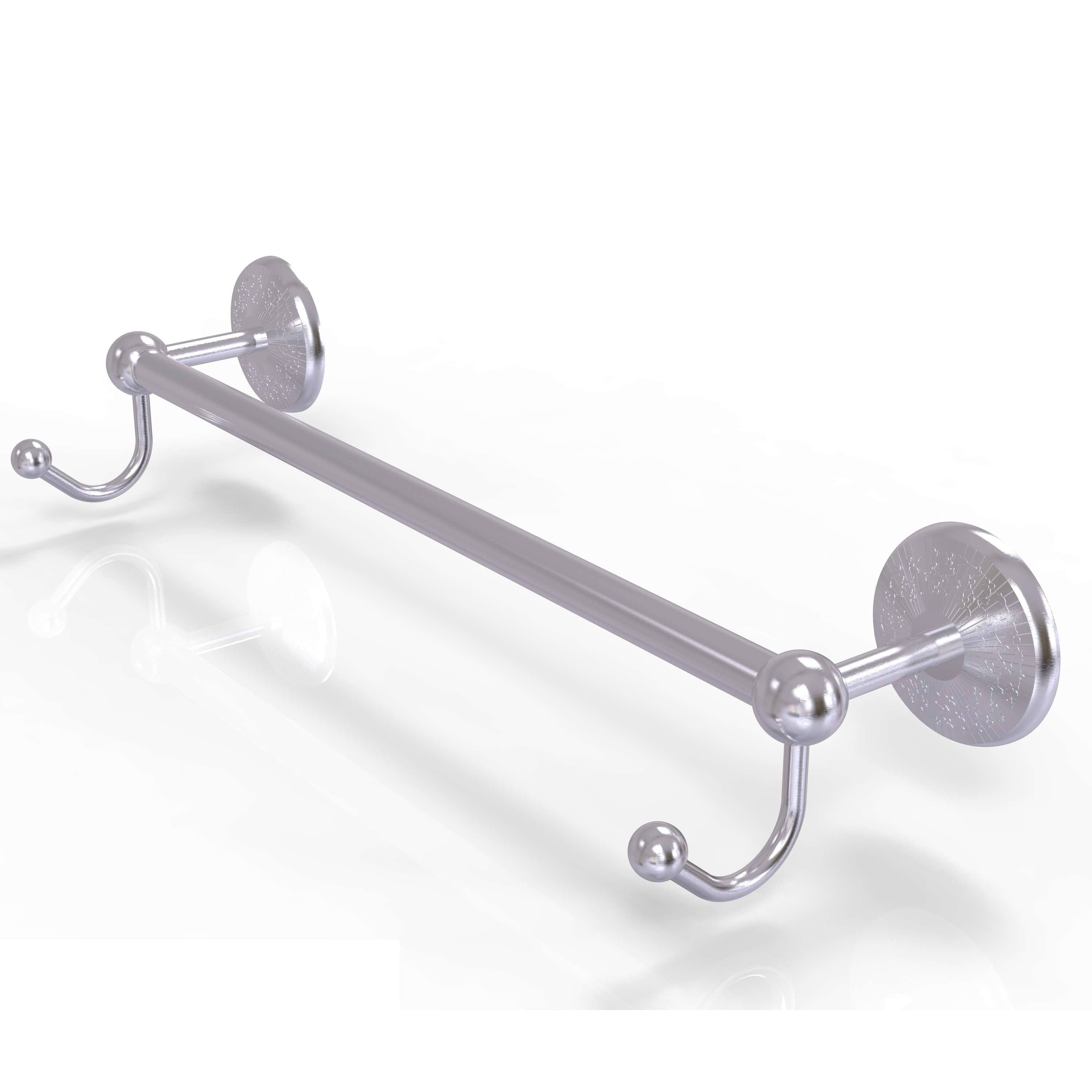 24 inch Satin Chrome Towel Bar with Integrated Hooks Q198