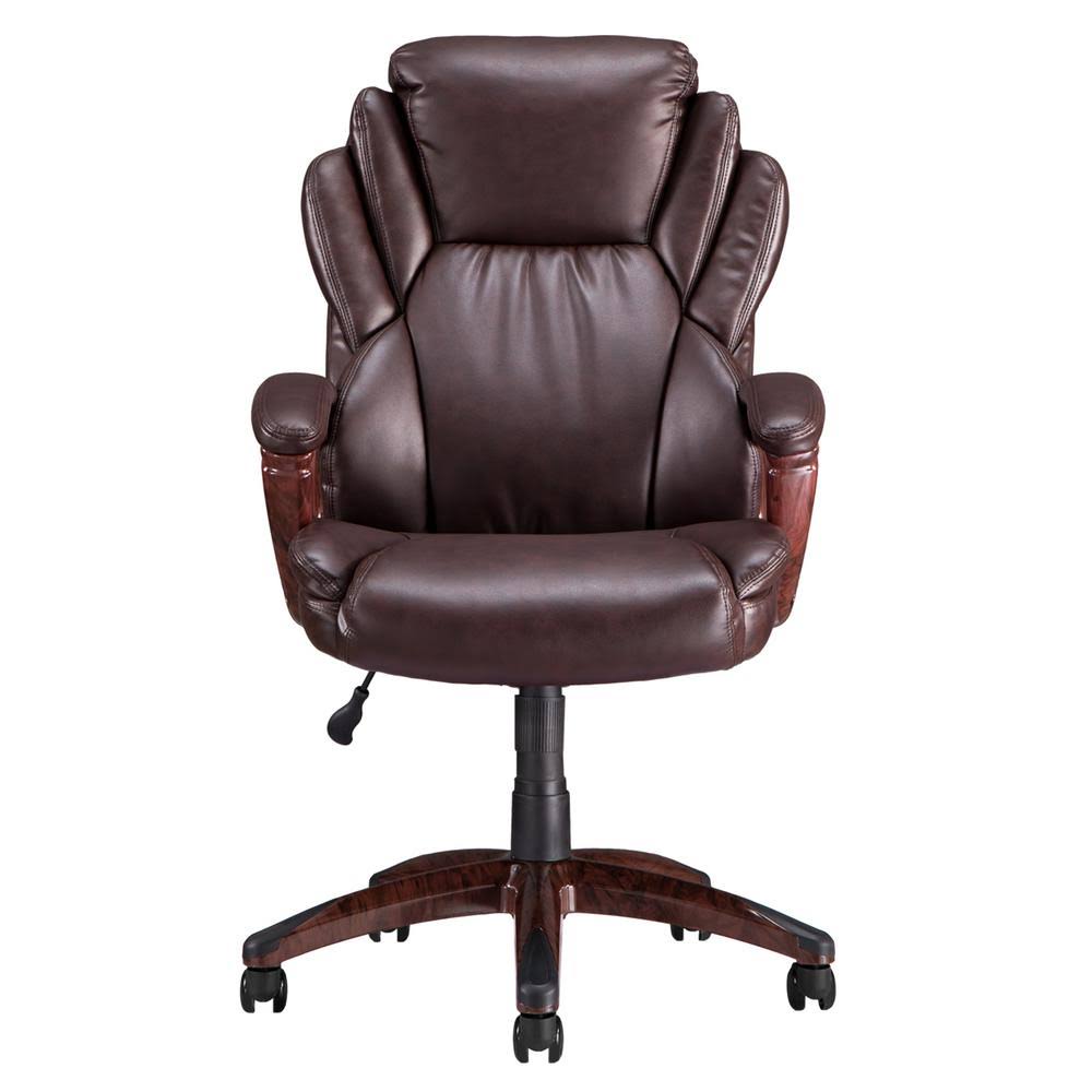 Brown PU Seat Adjustable Height Executive Chair with PE Casters J7127