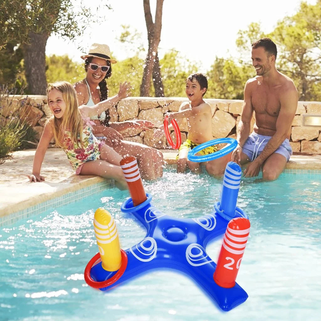 Inflatable Floating Ring Toss Pool Game with 4 Pcs Rings X19825