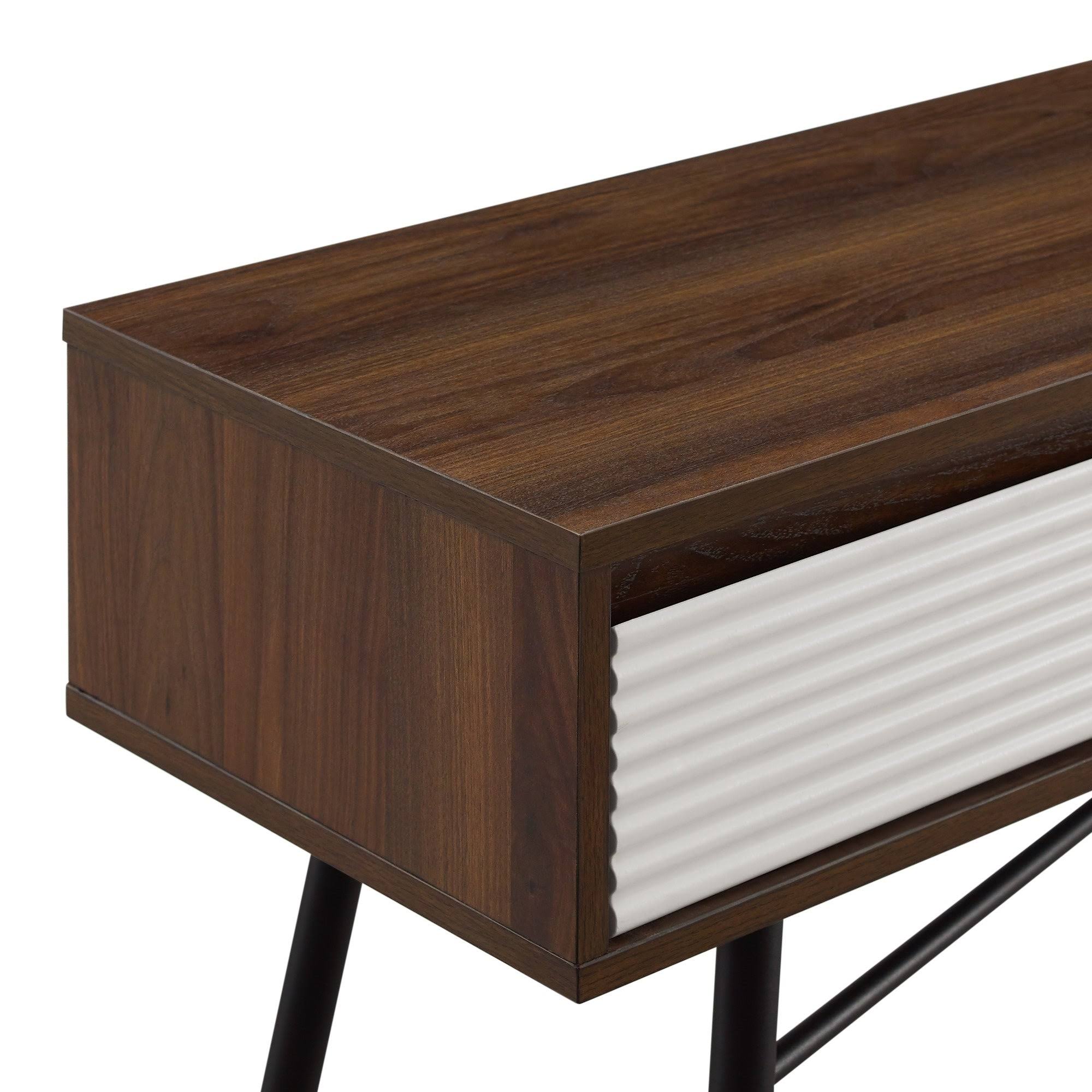 Fluted 3-Drawer Entry Table - Birch/Solid White C65460