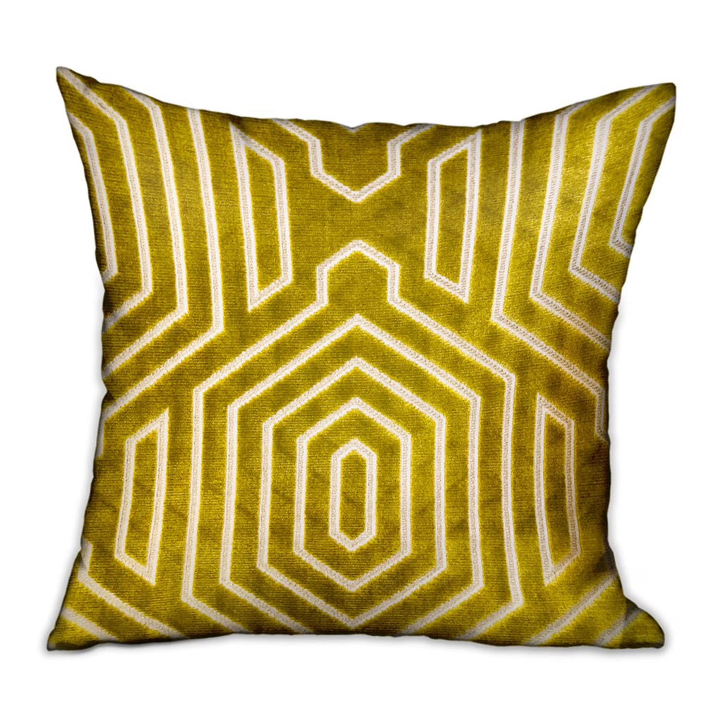 Goldenrod Velvet Geometric Throw Pillow Z798436
