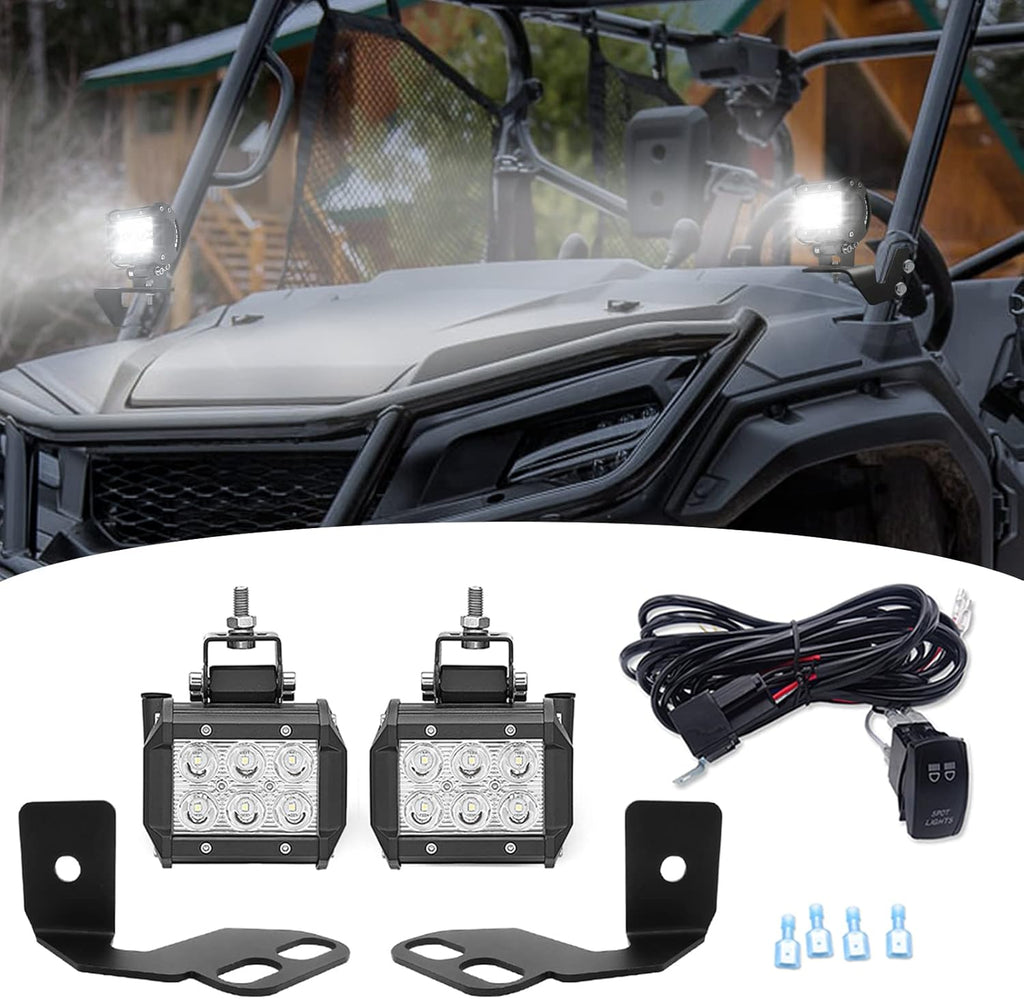 Front Pillar Roll Cage Light Mount Brackets Pair 18W 4 LED Spot Work Lights with Wiring Kit D94248