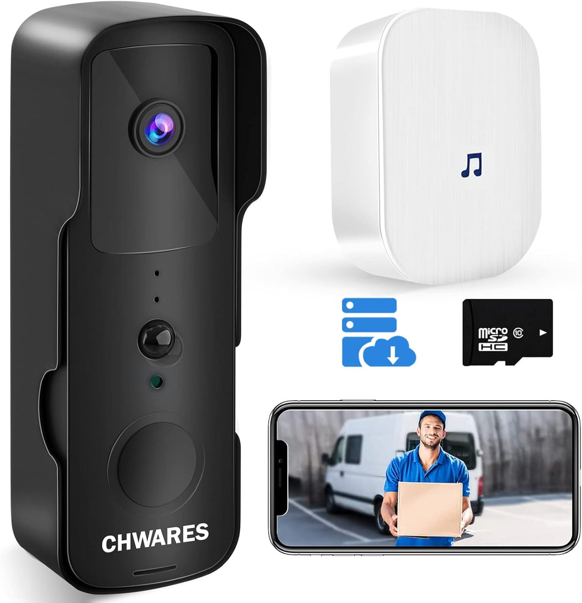 White Video Doorbell Camera 2 Pack with Chime C2825
