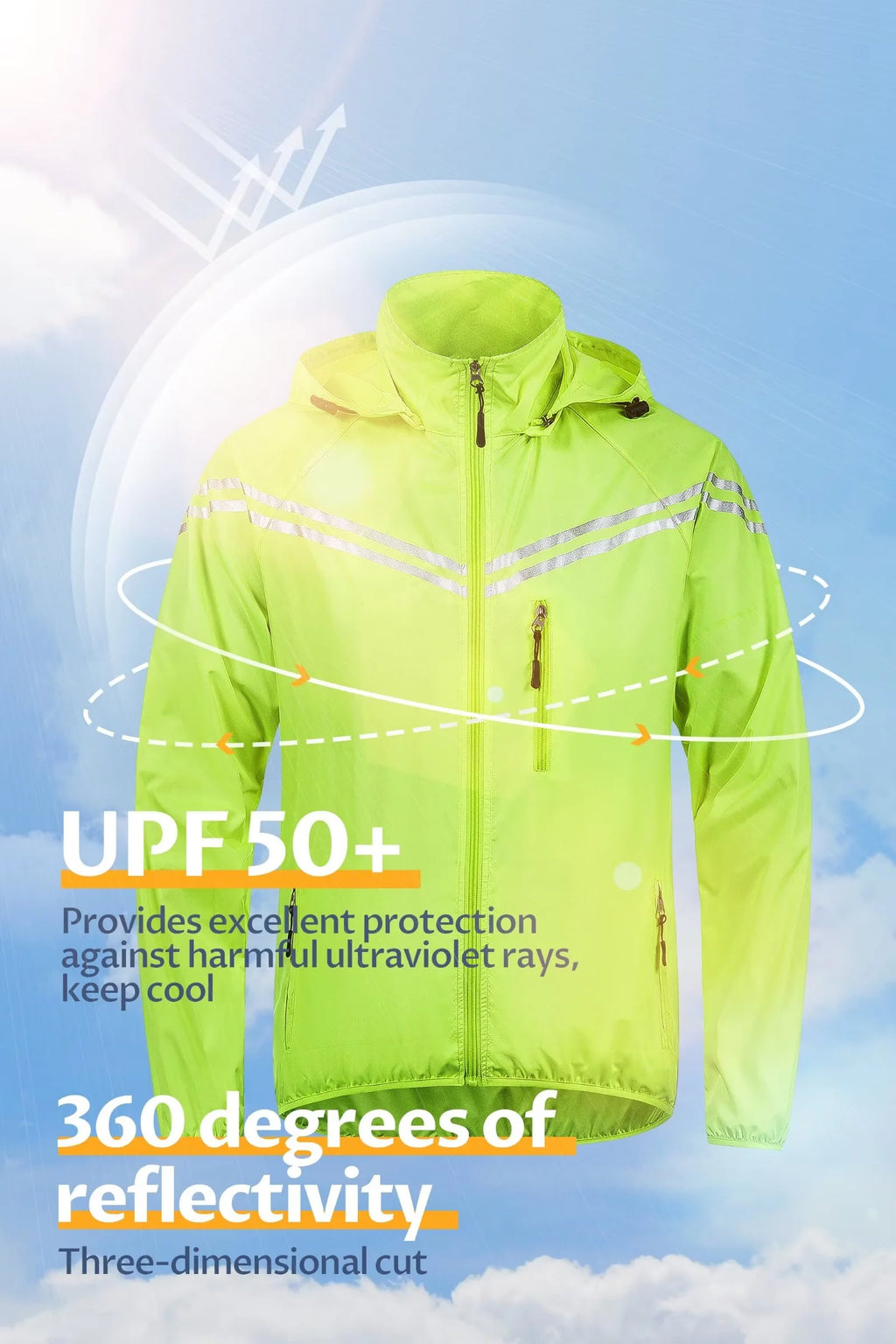 Yellow Ultralight Packable Cycling Rain Jacket J565067