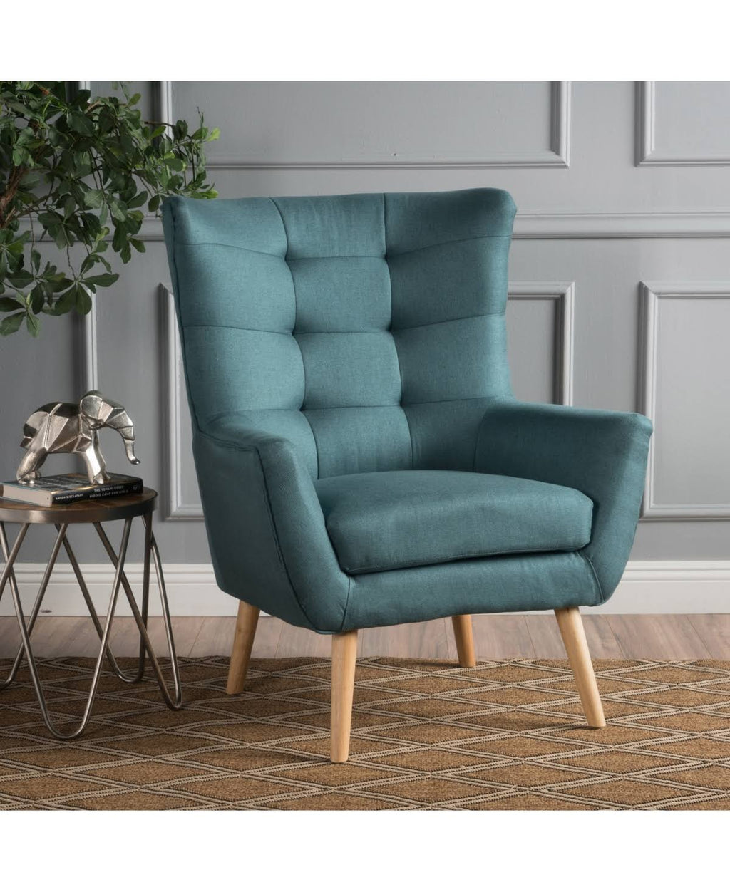 Gray and Brown Tufted Club Chair R32721
