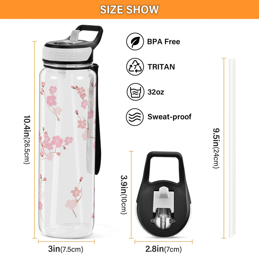 Pink Flowers Cherry Floral Branch 32oz Tritan Leakproof Sports Bottle B87968