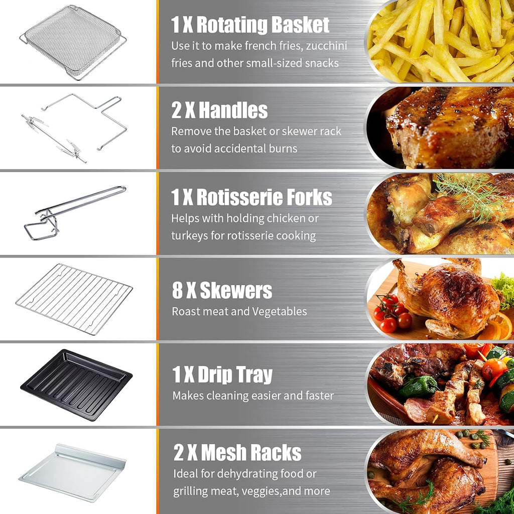 15L Stainless Steel Air Fryer Toaster Oven B878