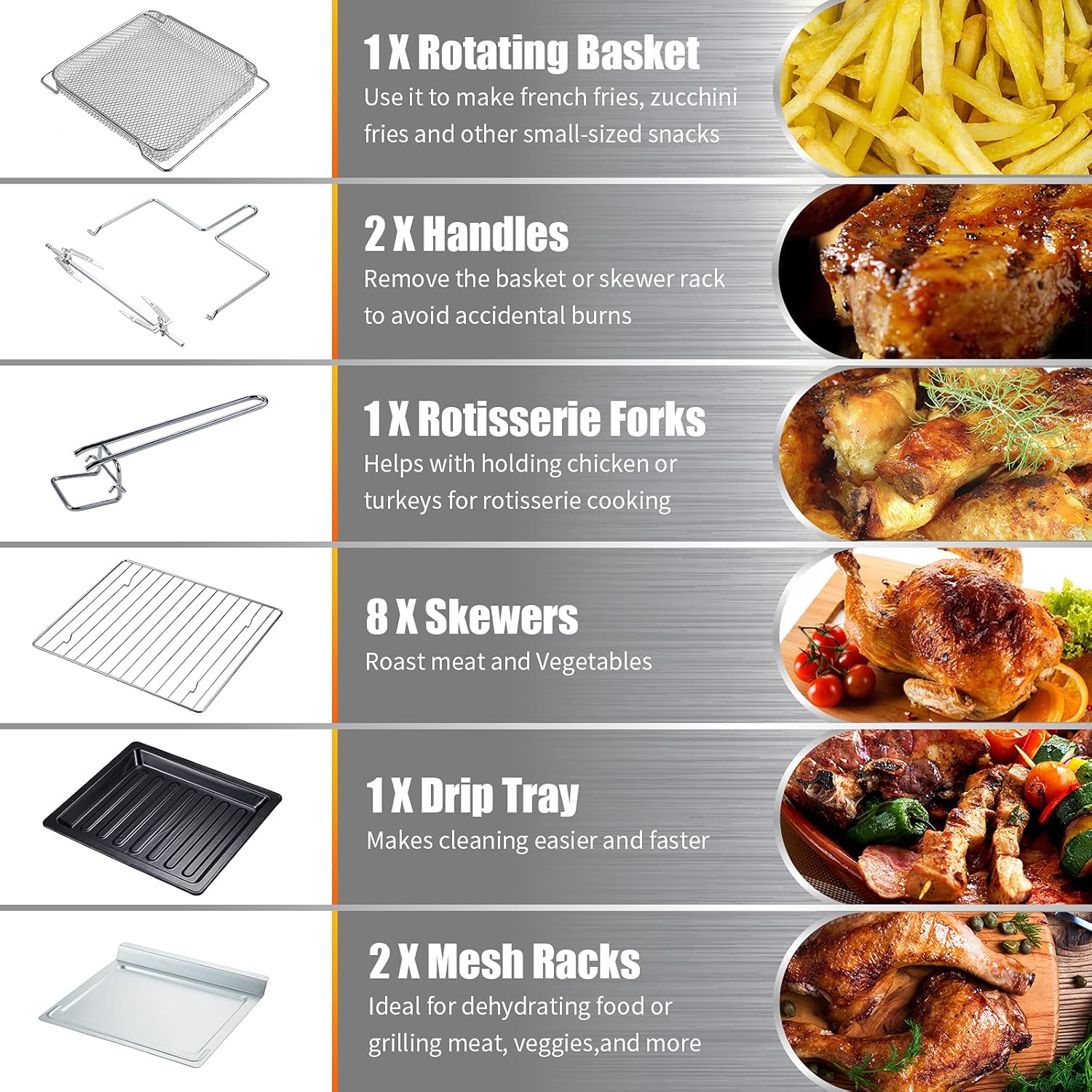 15L Stainless Steel Air Fryer Toaster Oven B878