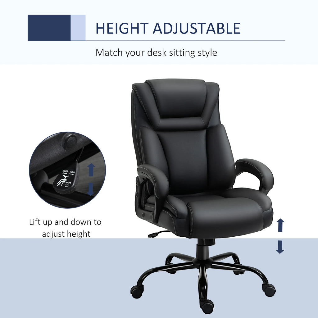 Big and Tall Executive Office Chair with High Back PU Leather, Black L593892
