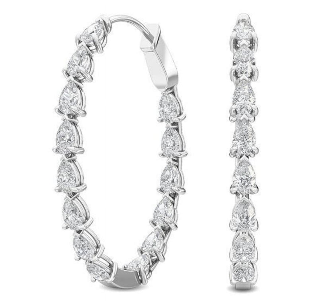 14K White Gold Hoop Earrings O634