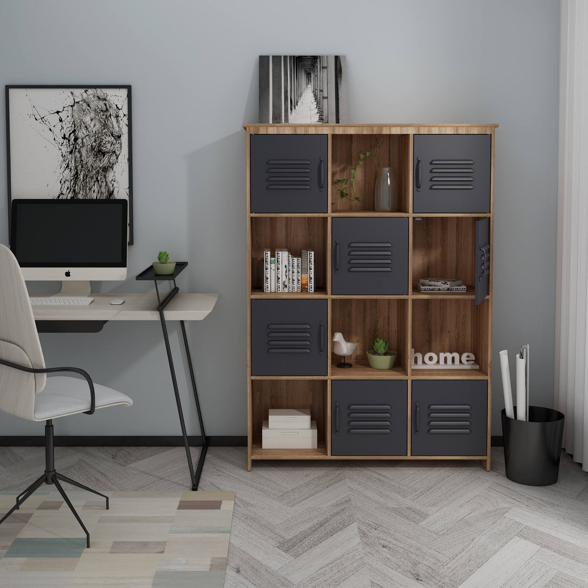 Modern Cube Bookcase with Shelf T348743