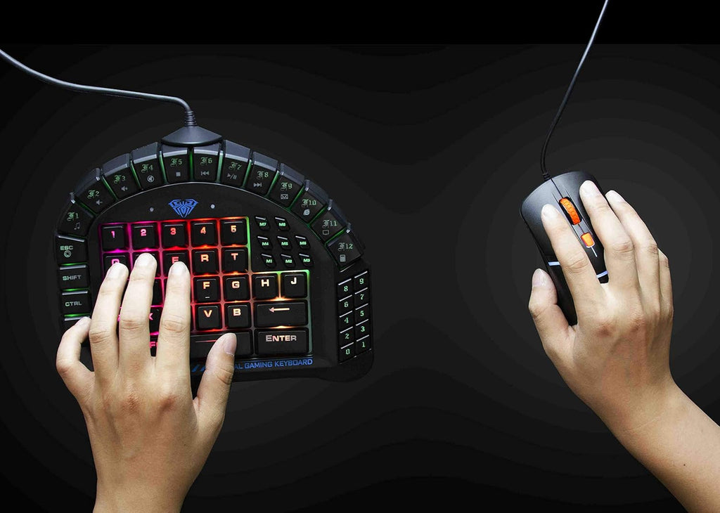 One Handed Mechanical Gaming Keyboard with RGB Backlit Effects B387