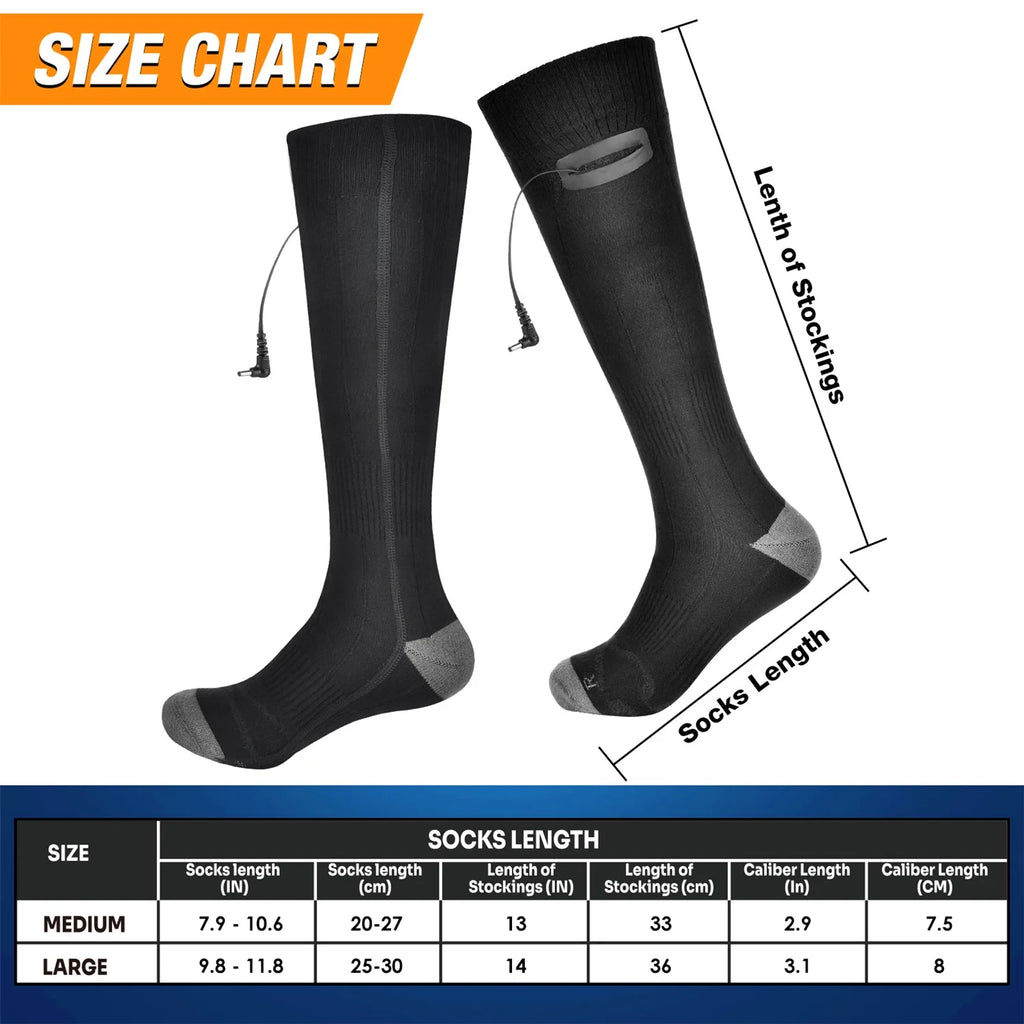 Heated Socks with 4000mAh Battery, M (Black) Y878